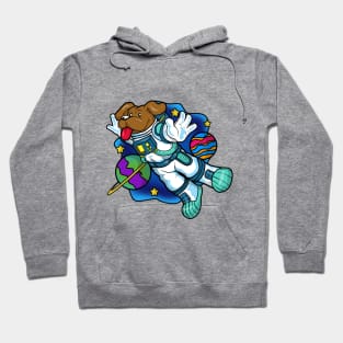 Dog as Spaceman in Space with Planets Hoodie